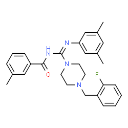ChemSpider 2D Image | N-{(Z)-[(3,5-Dimethylphenyl)amino][4-(2-fluorobenzyl)-1-piperazinyl]methylene}-3-methylbenzamide | C28H31FN4O