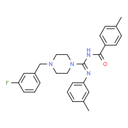 ChemSpider 2D Image | N-{(E)-[4-(3-Fluorobenzyl)-1-piperazinyl][(3-methylphenyl)amino]methylene}-4-methylbenzamide | C27H29FN4O