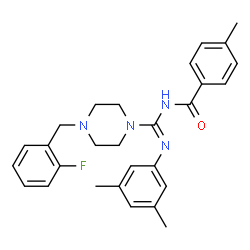 ChemSpider 2D Image | N-{(E)-[(3,5-Dimethylphenyl)amino][4-(2-fluorobenzyl)-1-piperazinyl]methylene}-4-methylbenzamide | C28H31FN4O