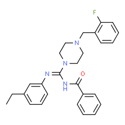 ChemSpider 2D Image | N-{(Z)-[(3-Ethylphenyl)amino][4-(2-fluorobenzyl)-1-piperazinyl]methylene}benzamide | C27H29FN4O
