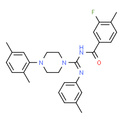 ChemSpider 2D Image | N-{(E)-[4-(2,5-Dimethylphenyl)-1-piperazinyl][(3-methylphenyl)amino]methylene}-3-fluoro-4-methylbenzamide | C28H31FN4O