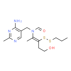 ChemSpider 2D Image | N-[(4-Amino-2-methyl-5-pyrimidinyl)methyl]-N-[4-hydroxy-1-methyl-2-(propyldithio)-1-butenyl]formamide | C15H24N4O2S2