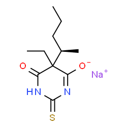ChemSpider 2D Image | Sodium 5-ethyl-6-oxo-5-[(2R)-2-pentanyl]-2-thioxo-1,2,5,6-tetrahydro-4-pyrimidinolate | C11H17N2NaO2S