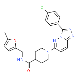 ChemSpider 2D Image | 1-[3-(4-Chlorophenyl)[1,2,4]triazolo[4,3-b]pyridazin-6-yl]-N-[(5-methyl-2-furyl)methyl]-4-piperidinecarboxamide | C23H23ClN6O2
