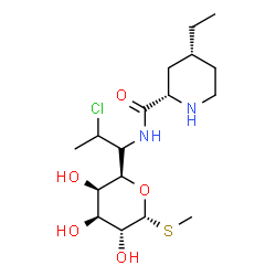 ChemSpider 2D Image | Methyl (5R)-5-[(1S)-2-chloro-1-({[(2S,4R)-4-ethyl-2-piperidinyl]carbonyl}amino)propyl]-1-thio-beta-L-arabinopyranoside | C17H31ClN2O5S