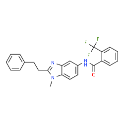ChemSpider 2D Image | N-[1-Methyl-2-(2-phenylethyl)-1H-benzimidazol-5-yl]-2-(trifluoromethyl)benzamide | C24H20F3N3O