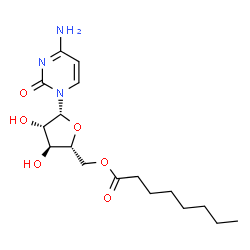 ChemSpider 2D Image | 4-Amino-1-(5-O-octanoyl-beta-D-arabinofuranosyl)-2(1H)-pyrimidinone | C17H27N3O6