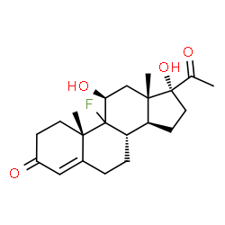 ChemSpider 2D Image | (9xi,11beta)-9-Fluoro-11,17-dihydroxypregn-4-ene-3,20-dione | C21H29FO4