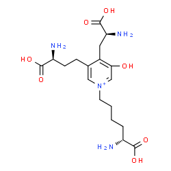 ChemSpider 2D Image | 6-{4-[(2S)-2-Amino-2-carboxyethyl]-3-[(3S)-3-amino-3-carboxypropyl]-5-hydroxy-1-pyridiniumyl}-D-norleucine | C18H29N4O7