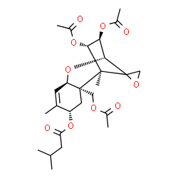 ChemSpider 2D Image | (3beta,4alpha,8alpha,12xi)-3,4,15-Triacetoxy-12,13-epoxytrichothec-9-en-8-yl 3-methylbutanoate | C26H36O10