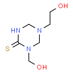 ChemSpider 2D Image | 5-(2-Hydroxyethyl)-1-(hydroxymethyl)-1,3,5-triazinane-2-thione | C6H13N3O2S