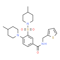 ChemSpider 2D Image | 4-(4-Methyl-1-piperidinyl)-3-[(4-methyl-1-piperidinyl)sulfonyl]-N-(2-thienylmethyl)benzamide | C24H33N3O3S2