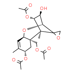 ChemSpider 2D Image | (3beta,4alpha,8alpha,12xi)-3-Hydroxy-12,13-epoxytrichothec-9-ene-4,8,15-triyl triacetate | C21H28O9