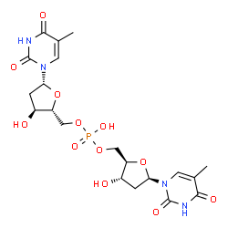 ChemSpider 2D Image | Bis{[(2R,3S,5R)-3-hydroxy-5-(5-methyl-2,4-dioxo-3,4-dihydro-1(2H)-pyrimidinyl)tetrahydro-2-furanyl]methyl} hydrogen phosphate | C20H27N4O12P