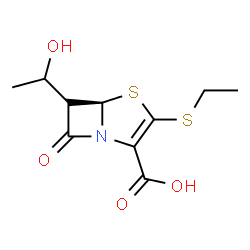 ChemSpider 2D Image | (5R)-3-(Ethylsulfanyl)-6-(1-hydroxyethyl)-7-oxo-4-thia-1-azabicyclo[3.2.0]hept-2-ene-2-carboxylic acid | C10H13NO4S2