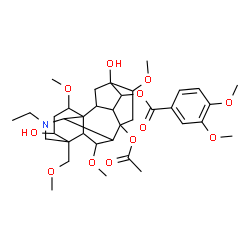 ChemSpider 2D Image | 8-Acetoxy-20-ethyl-3,13-dihydroxy-1,6,16-trimethoxy-4-(methoxymethyl)aconitan-14-yl 3,4-dimethoxybenzoate | C36H51NO12