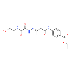 ChemSpider 2D Image | Ethyl 4-{[(3E)-3-({[(2-hydroxyethyl)amino](oxo)acetyl}hydrazono)butanoyl]amino}benzoate | C17H22N4O6