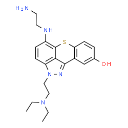 ChemSpider 2D Image | 5-[(2-Aminoethyl)amino]-2-[2-(diethylamino)ethyl]-2H-thiochromeno[4,3,2-cd]indazol-9-ol | C21H27N5OS
