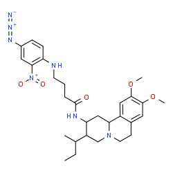 ChemSpider 2D Image | 4-[(4-Azido-2-nitrophenyl)amino]-N-(3-sec-butyl-9,10-dimethoxy-1,3,4,6,7,11b-hexahydro-2H-pyrido[2,1-a]isoquinolin-2-yl)butanamide | C29H40N7O5