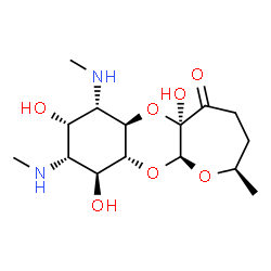 ChemSpider 2D Image | (2R,5aR,6aR,7S,8S,9R,10S,10aR,11aS)-5a,8,10-Trihydroxy-2-methyl-7,9-bis(methylamino)decahydrooxepino[2,3-b][1,4]benzodioxin-5(2H)-one | C15H26N2O7