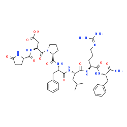 ChemSpider 2D Image | 5-Oxo-L-prolyl-L-alpha-aspartyl-L-prolyl-L-phenylalanyl-L-leucyl-N~5~-(diaminomethylene)-L-ornithyl-L-phenylalaninamide | C44H61N11O10