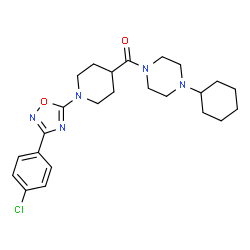 ChemSpider 2D Image | {1-[3-(4-Chlorophenyl)-1,2,4-oxadiazol-5-yl]-4-piperidinyl}(4-cyclohexyl-1-piperazinyl)methanone | C24H32ClN5O2