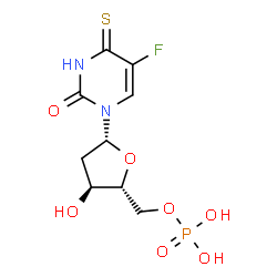 ChemSpider 2D Image | 1-(2-Deoxy-5-O-phosphono-beta-D-erythro-pentofuranosyl)-5-fluoro-4-thioxo-3,4-dihydro-2(1H)-pyrimidinone | C9H12FN2O7PS