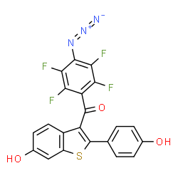 ChemSpider 2D Image | (4-Azido-2,3,5,6-tetrafluorophenyl)[6-hydroxy-2-(4-hydroxyphenyl)-1-benzothiophen-3-yl]methanone | C21H10F4N3O3S