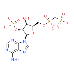ChemSpider 2D Image | 5'-O-[Hydroxy(sulfomethyl)phosphoryl]adenosine 2'-(dihydrogen phosphate) | C11H17N5O12P2S