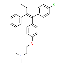 ChemSpider 2D Image | 2-{4-[(1E)-1-(4-Chlorophenyl)-2-phenyl-1-buten-1-yl]phenoxy}-N,N-dimethylethanamine | C26H28ClNO
