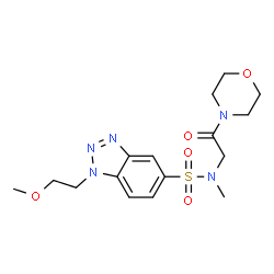 ChemSpider 2D Image | 1-(2-Methoxyethyl)-N-methyl-N-[2-(4-morpholinyl)-2-oxoethyl]-1H-benzotriazole-5-sulfonamide | C16H23N5O5S