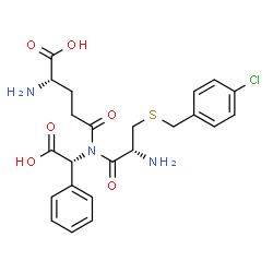 ChemSpider 2D Image | N-{(2R)-2-Amino-3-[(4-chlorobenzyl)sulfanyl]propanoyl}-N-[(R)-carboxy(phenyl)methyl]-L-glutamine | C23H26ClN3O6S