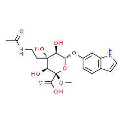 ChemSpider 2D Image | (2S,3S,4R,5R,6R)-4-(2-Acetamidoethyl)-3,4,5-trihydroxy-6-(1H-indol-6-yloxy)-2-methoxytetrahydro-2H-pyran-2-carboxylic acid | C19H24N2O9