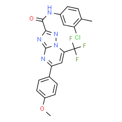 ChemSpider 2D Image | N-(3-Chloro-4-methylphenyl)-5-(4-methoxyphenyl)-7-(trifluoromethyl)[1,2,4]triazolo[1,5-a]pyrimidine-2-carboxamide | C21H15ClF3N5O2