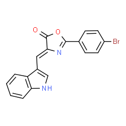 ChemSpider 2D Image | (4Z)-2-(4-Bromophenyl)-4-(1H-indol-3-ylmethylene)-1,3-oxazol-5(4H)-one | C18H11BrN2O2