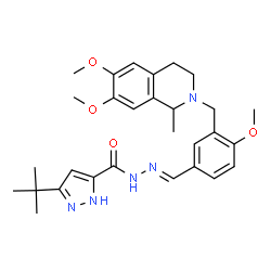 ChemSpider 2D Image | N'-[(E)-{3-[(6,7-Dimethoxy-1-methyl-3,4-dihydro-2(1H)-isoquinolinyl)methyl]-4-methoxyphenyl}methylene]-3-(2-methyl-2-propanyl)-1H-pyrazole-5-carbohydrazide | C29H37N5O4