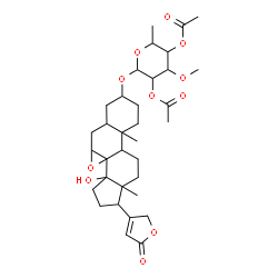 ChemSpider 2D Image | 3-[(2,4-Di-O-acetyl-6-deoxy-3-O-methylhexopyranosyl)oxy]-14-hydroxy-7,8-epoxycard-20(22)-enolide | C34H48O11