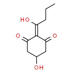 ChemSpider 2D Image | 5-Hydroxy-2-(1-hydroxybutylidene)-1,3-cyclohexanedione | C10H14O4