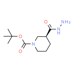 ChemSpider 2D Image | 2-Methyl-2-propanyl (3S)-3-(hydrazinocarbonyl)-1-piperidinecarboxylate | C11H21N3O3