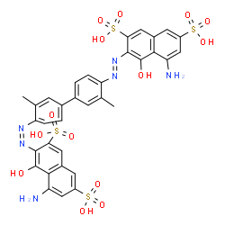 ChemSpider 2D Image | 5-Amino-3-[(E)-{4'-[(Z)-(8-amino-1-hydroxy-3,6-disulfo-2-naphthyl)diazenyl]-3,3'-dimethyl-4-biphenylyl}diazenyl]-4-hydroxy-2,7-naphthalenedisulfonic acid | C34H28N6O14S4