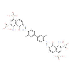 ChemSpider 2D Image | (6Z,6'Z)-6,6'-[(3,3'-Dimethyl-4,4'-biphenyldiyl)di(1Z)-2-hydrazinyl-1-ylidene]bis(4-amino-5-oxo-5,6-dihydro-1,3-naphthalenedisulfonic acid) | C34H28N6O14S4
