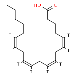 ChemSpider 2D Image | (5Z,8Z,11Z,14Z)-(5,6,8,9,11,12,14,15-~3~H_8_)-5,8,11,14-Icosatetraenoic acid | C20H24T8O2