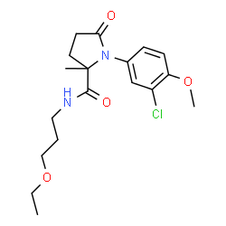 ChemSpider 2D Image | 1-(3-Chloro-4-methoxyphenyl)-N-(3-ethoxypropyl)-2-methyl-5-oxoprolinamide | C18H25ClN2O4