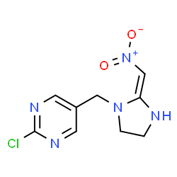 ChemSpider 2D Image | 2-Chloro-5-{[(2Z)-2-(nitromethylene)-1-imidazolidinyl]methyl}pyrimidine | C9H10ClN5O2