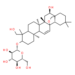 ChemSpider 2D Image | (5xi,9xi,13xi,16alpha,17xi,18alpha)-16,23-Dihydroxy-13,28-epoxyolean-11-en-3-yl beta-D-glucopyranoside | C36H58O9