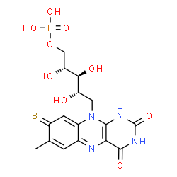 ChemSpider 2D Image | 1-Deoxy-1-(7-methyl-2,4-dioxo-8-thioxo-1,3,4,8-tetrahydrobenzo[g]pteridin-10(2H)-yl)-5-O-phosphono-D-ribitol | C16H19N4O9PS