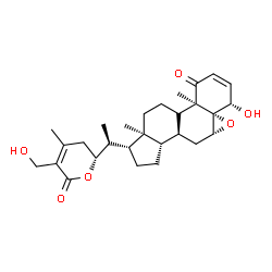 ChemSpider 2D Image | (4beta,5beta,6beta,9xi,22R)-4,27-Dihydroxy-5,6:22,26-diepoxyergosta-2,24-diene-1,26-dione | C28H38O6