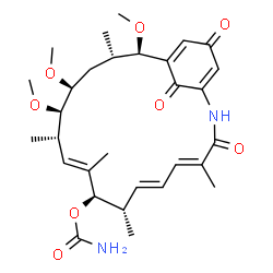 ChemSpider 2D Image | (4E,6E,8S,9R,10E,12S,13R,14S,16S,17R)-13,14,17-Trimethoxy-4,8,10,12,16-pentamethyl-3,20,22-trioxo-2-azabicyclo[16.3.1]docosa-1(21),4,6,10,18-pentaen-9-yl carbamate | C30H42N2O8