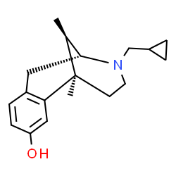 ChemSpider 2D Image | (1R,9R,13R)-10-(Cyclopropylmethyl)-1,13-dimethyl-10-azatricyclo[7.3.1.0~2,7~]trideca-2,4,6-trien-4-ol | C18H25NO