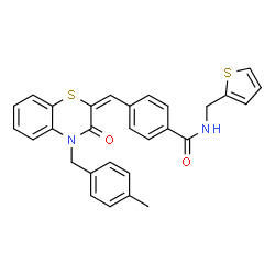 ChemSpider 2D Image | 4-{(E)-[4-(4-Methylbenzyl)-3-oxo-3,4-dihydro-2H-1,4-benzothiazin-2-ylidene]methyl}-N-(2-thienylmethyl)benzamide | C29H24N2O2S2